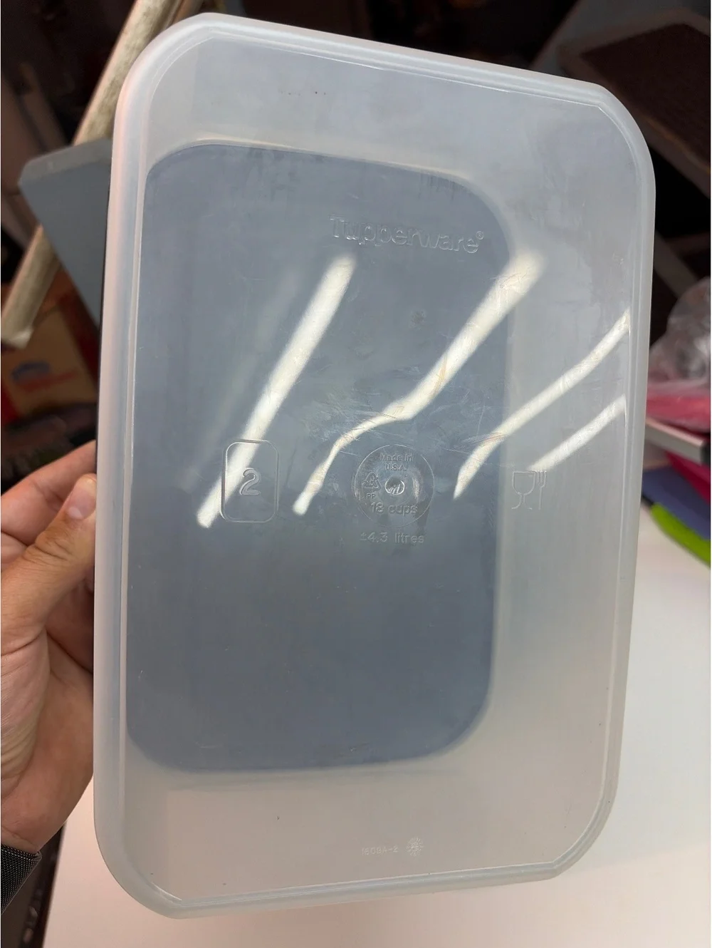 Tupperware Modular Mates CLEAR Rectangular #2 Container W/Black Seal #1609 NEW